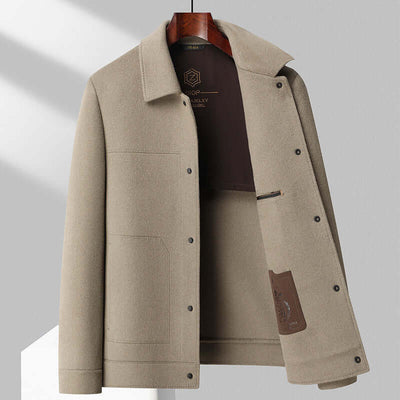 Double-Faced Wool Polo Collar Jacket – Handmade for Autumn/Winter, Check out our handmade double-faced wool polo collar jacket. green, this regular-fit jacket, dimensional patch pockets, and thickening wool fabric., Phitness Pro Ltd