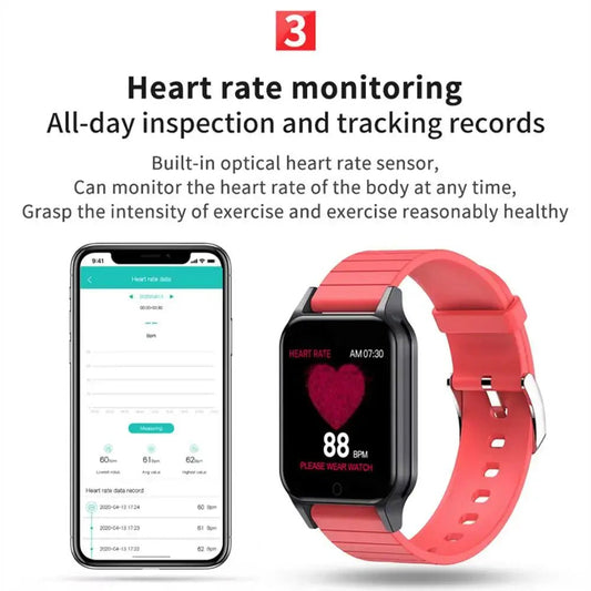 Body Temperature Smart Watch T96 – Bluetooth Fitness Tracker - Phitness Pro Ltdoption1#Body Temperature Smart Watch T96 Bluetooth Fitness Tracker, T96 Bluetooth Fitness Tracker. Monitors real - time heart rate, steps, calories, & sleep. Waterproof for all activities. Ideal for health & fitness tracking , Phitness Pro Ltd