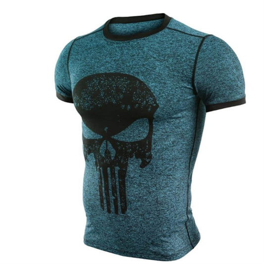 Men's Punisher Compression Running Shirt – Short Sleeve Gym Wear - Phitness Pro Ltdoption1#GreyPunisher Running Shirt Men T-shirt Short Sleeve Compression Shirts Gym T Shirt Fitness Sport Shirt, Unleash your strength with the Punisher Running Shirt for Men. This short - sleeve T-shirt is perfect for running, workouts, or casual wear., Phitness Pro Lt